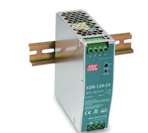 Источник питания на DIN-рейку 24 В,5 А,120 Вт, MEANWELL, I класс защиты, 40х125х113 мм  EDR-120-24  VARTON