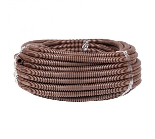 Труба гибкая гофрированная ПВХ 16мм с протяжкой (25м) темное дерево  tg-z-16d  EKF
