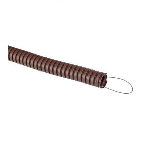 Труба гибкая гофрированная ПВХ 16мм с протяжкой (25м) темное дерево  tg-z-16d  EKF