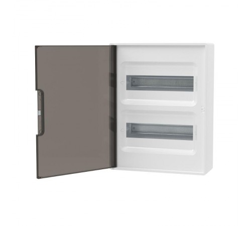 Щиток 24 мод настенный FRAME, белый, с тонированной дверцей, с шин. PEN2шт 8отв+ 2шт 6отв.   F24W1WD  DKC