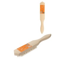 Щетка ручная, деревянный корпус, 6-рядная, металлическая проволочная щетина, "Гранит",  SQ1096-0102  TDM