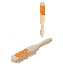 Щетка ручная, деревянный корпус, 6-рядная, металлическая проволочная щетина, "Гранит",  SQ1096-0102  TDM