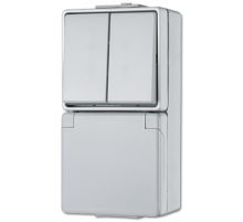 Штепсельная розетка SCHUKO для накладного монтажа с сдвоенным выключателем IP44  675W  Jung