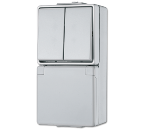 Штепсельная розетка SCHUKO для накладного монтажа с сдвоенным выключателем IP44  675W  Jung