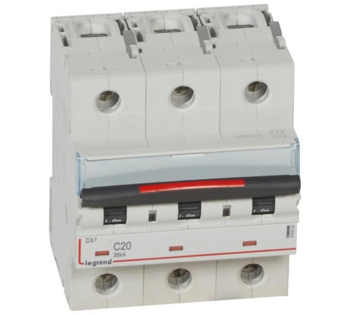 Выключатель автоматический трехполюсный DX3 20A C 36кА (4,5 мод)  410022  Legrand