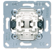Балансирный выключатель 10 A/ 250 B, двухполюсный, пружинные зажимы, возможна подсветка; не подходит к клавишам серии EP; универсальные встраиваемые м