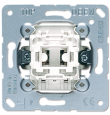 Балансирный выключатель 10 A/ 250 B, двухполюсный, пружинные зажимы, возможна подсветка; не подходит к клавишам серии EP; универсальные встраиваемые м