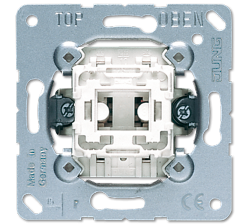 Балансирный выключатель 10 A/ 250 B, двухполюсный, пружинные зажимы, возможна подсветка; не подходит к клавишам серии EP; универсальные встраиваемые м