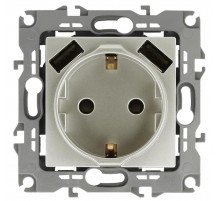 12-4109-15 Розетка с заземлением 16A-250В, штор. с 2xUSB 5В-3А, 12, перламутр   Б0047849  ЭРА