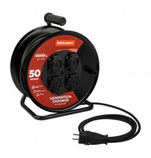 Удлинитель силовой КГ на катушке 4 гнезда, с/з, 50м, 3х2,5мм, IP44 с выключателем  13-5016  REXANT