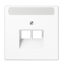 Крышка для сдвоенной телефонной и компьютерной розетки UAE с полем для надписи; белая  LS969-2NAUAWW  Jung