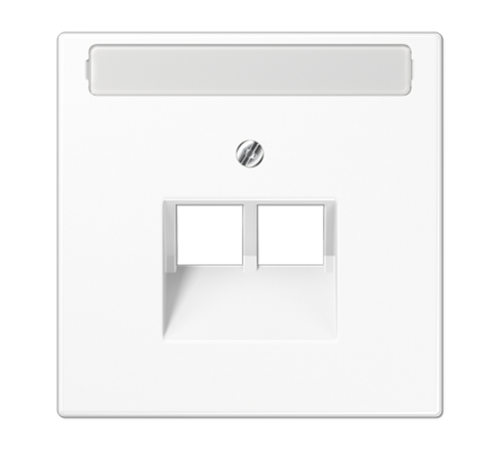 Крышка для сдвоенной телефонной и компьютерной розетки UAE с полем для надписи; белая  LS969-2NAUAWW  Jung