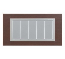 Simon 82 Рамка декоративная, (+суппорт), 8 узких (4 широких) модулей, S82C, Дерево, венге-алюминий  82987-65  Simon