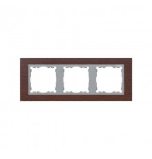Simon 82 Рамка декоративная, 3 поста, S82 Nature, Дерево, венге-алюминий  82937-65  Simon