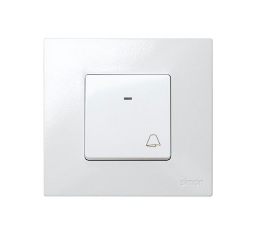 Simon 27 Выключатель 1-кл кнопочный с подсветкой, с пиктограммой "звонок", широкий модуль, 10А 250В,  27160-65  Simon
