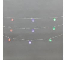Гирлянда светодиодная Снежинки большие 5м, 20LED, IP20, прозр. провод, свечение (RG/RB), мигание, 230В  304-024  NEON-NIGHT