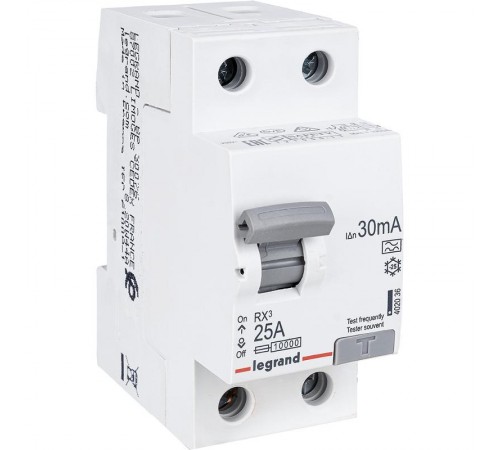 Выключатель дифференциальный (УЗО) RX3 2п 25А 30мА тип A  402036  Legrand