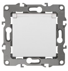 12-2003-01  Розетка с заземлением со шторками с крышкой, 16А-250В, б.л., Эра12, белый  Б0038806  ЭРА