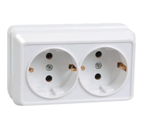 ОКТАВА кремовый Розетка 2-местная О/У с/з со шторками 16А РСш22-3-Окм  ERO24-K33-16-DC  GENERICA