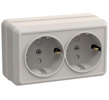 ОКТАВА кремовый Розетка 2-местная О/У с/з со шторками 16А РСш22-3-Окм  ERO24-K33-16-DC  GENERICA