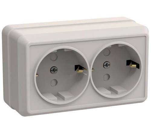 ОКТАВА кремовый Розетка 2-местная О/У с/з со шторками 16А РСш22-3-Окм  ERO24-K33-16-DC  GENERICA
