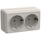 ОКТАВА кремовый Розетка 2-местная О/У с/з со шторками 16А РСш22-3-Окм  ERO24-K33-16-DC  GENERICA