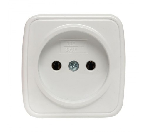 Минск Розетка 1-местная ОП 10А без заземления белая EKF Basic  EGR10-022-10  EKF