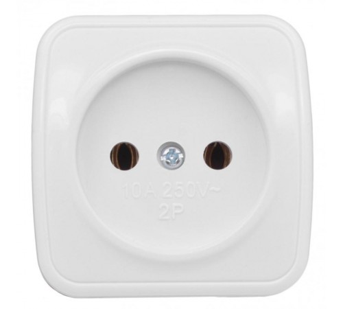Минск Розетка 1-местная ОП 10А без заземления белая EKF Basic  EGR10-022-10  EKF