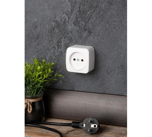 Минск Розетка 1-местная ОП 10А без заземления белая EKF Basic  EGR10-022-10  EKF