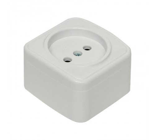 Минск Розетка 1-местная ОП 10А без заземления белая EKF Basic  EGR10-022-10  EKF