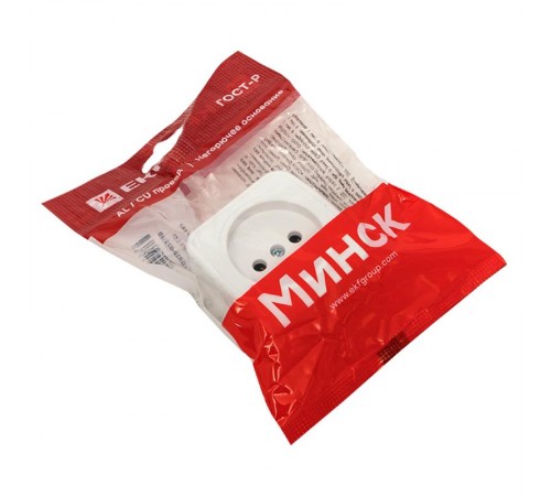 Минск Розетка 1-местная ОП 10А без заземления белая EKF Basic  EGR10-022-10  EKF