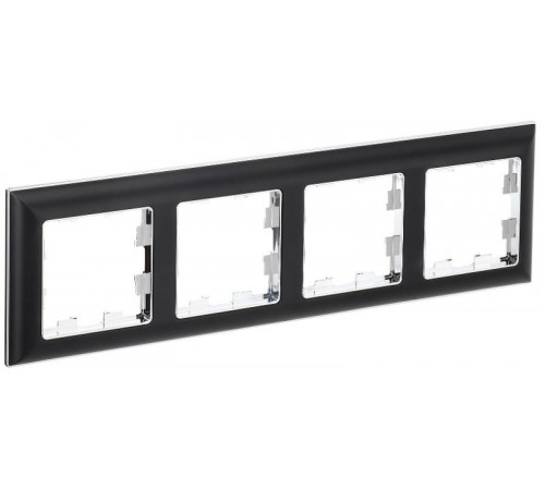 BRITE Рамка 4-ая РУ-4-Бр хром/черный  BR-M42-12-2-K23  IEK