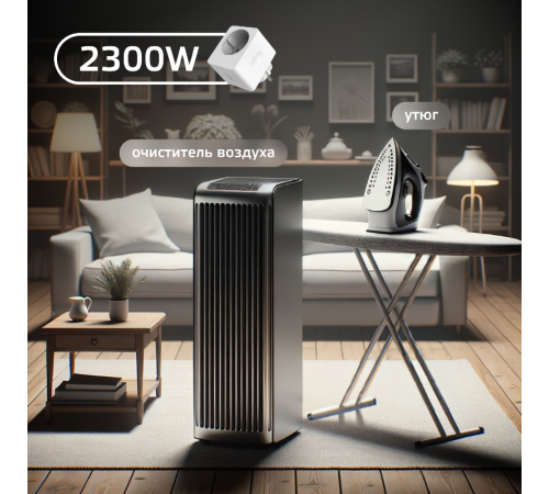 Сетевой переходник (Умная розетка) Smart Home 2300W 207-253V 10А IP20 c заземлением 1/6  5510122  Gauss