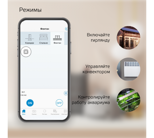 Сетевой переходник (Умная розетка) Smart Home 2300W 207-253V 10А IP20 c заземлением 1/6  5510122  Gauss