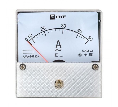 AMA-801 аналоговый на панель (80х80) круглый вырез 50А прямое подкл. PROxima    ama-801-50  EKF