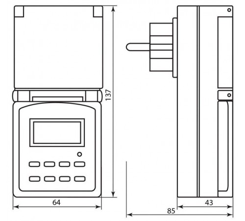 TM23 3500W/16A 230V розетка с таймером (недельная) в защитном корпусе IP44  23206  FERON