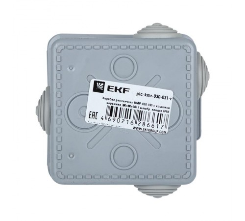 Коробка распределительная КМР-030-031 с крышкой наружная (85х85х40) 8 мембранных вводов IP54 розничный стикер PROxima  plc-kmr-030-031-r  EKF