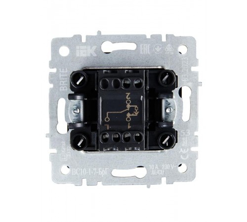 BRITE Выключатель 1-клавишный проходной с индикацией 10А ВС10-1-7-БрГ графит  BR-V12-1-10-K53  IEK