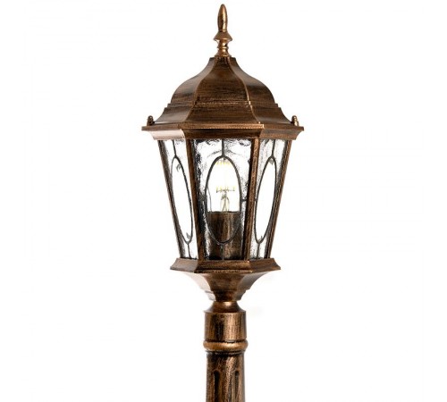 Светильник садово-парковый PL165 столб шестигранный 60W E27 230V, черное золото  11332  Feron