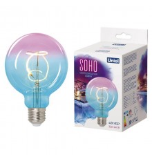 Лампа светодиодная LED-SF01-4W/SOHO/E27/CW BLUE/WINE GLS77TR LED SOHO. Синяя/винная колба. Спиральный филамент  UL-00005892  Uniel