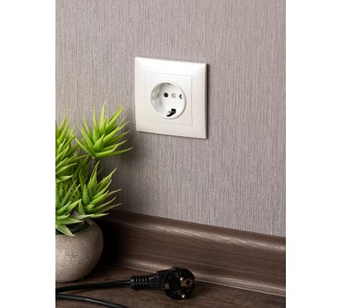 Валенсия лицевая панель розетки 1-местной с/з 16А жемчуг с защ. штор. EKF PROxima   ESR16-L-028-50   EKF