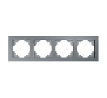 Рамка горизонтальная 4-местная, серия Катрин, GFR00-7004-03, серебро  39534  STEKKER