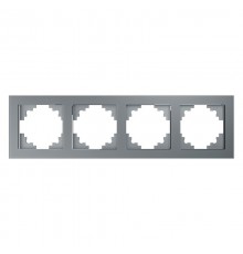 Рамка горизонтальная 4-местная, серия Катрин, GFR00-7004-03, серебро  39534  STEKKER