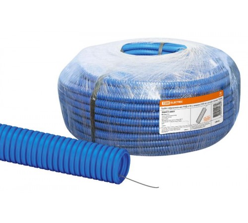 Труба гофрированная ПНД d 16 с зондом (100 м) легкая синяя  SQ0413-0021  TDM