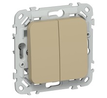 FLITE Выключатель 2-клавишный 10А ВС12-1-0-ФлХ хаки  FI-V20-0-10-1-K59  IEK