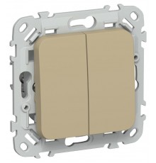 FLITE Выключатель 2-клавишный 10А ВС12-1-0-ФлХ хаки  FI-V20-0-10-1-K59  IEK