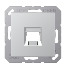 Kрышка для 1-го разъема; без видимого винта; подпружиненная шторка; термопласт; алюминий A1569-1WEAL Jung