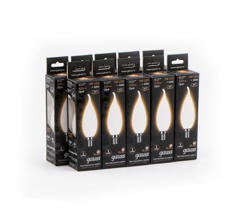 Лампа светодиодная LED 5Вт E14 220В 2700К свеча на ветру  104201105  Gauss