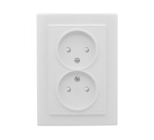 Минск Розетка 2-местная СП без заземления 10А белая с защ. штор. EKF Basic  ERR10-102-100  EKF