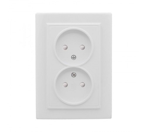 Минск Розетка 2-местная СП без заземления 10А белая с защ. штор. EKF Basic  ERR10-102-100  EKF